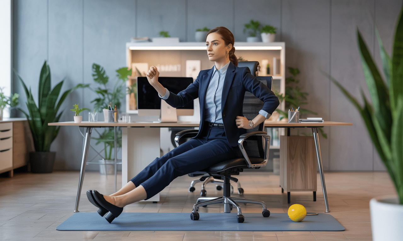 odkryj skuteczne ćwiczenia dla kobiet pracujących przy biurku. spalaj kalorie w pracy, poprawiaj zdrowie i dobre samopoczucie bez wychodzenia z biura!