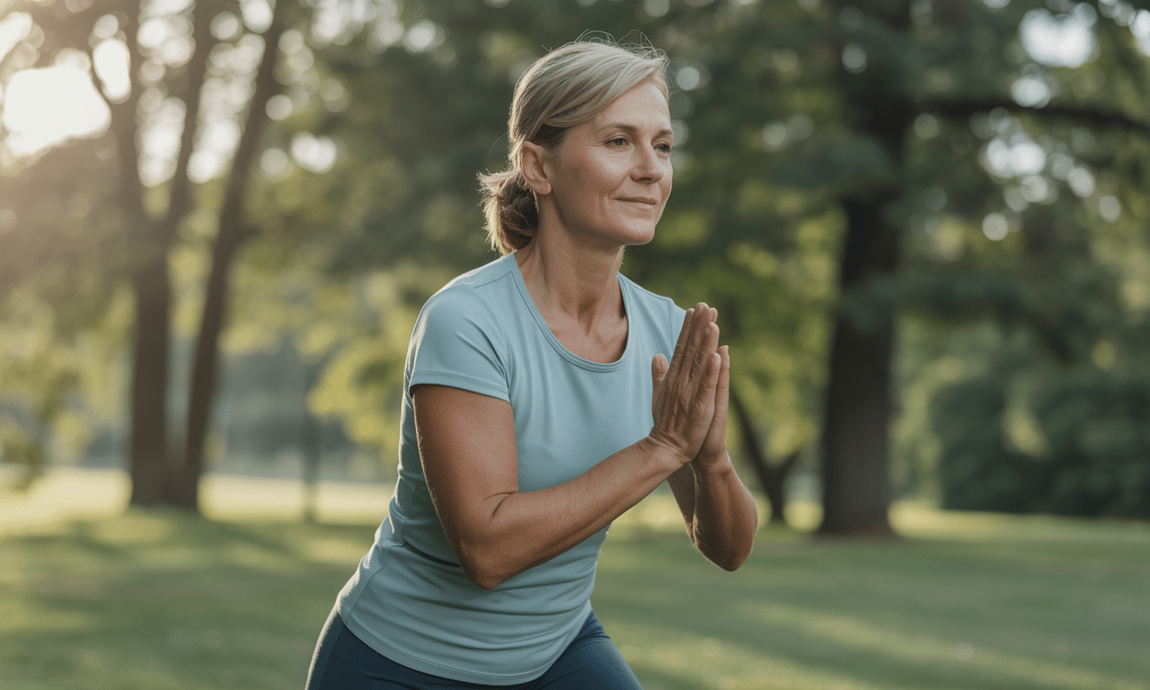 spokojny trening idealny dla kobiet po menopauzie – popraw kondycję, zadbaj o zdrowie i dobre samopoczucie dzięki ćwiczeniom dopasowanym do potrzeb twojego ciała.