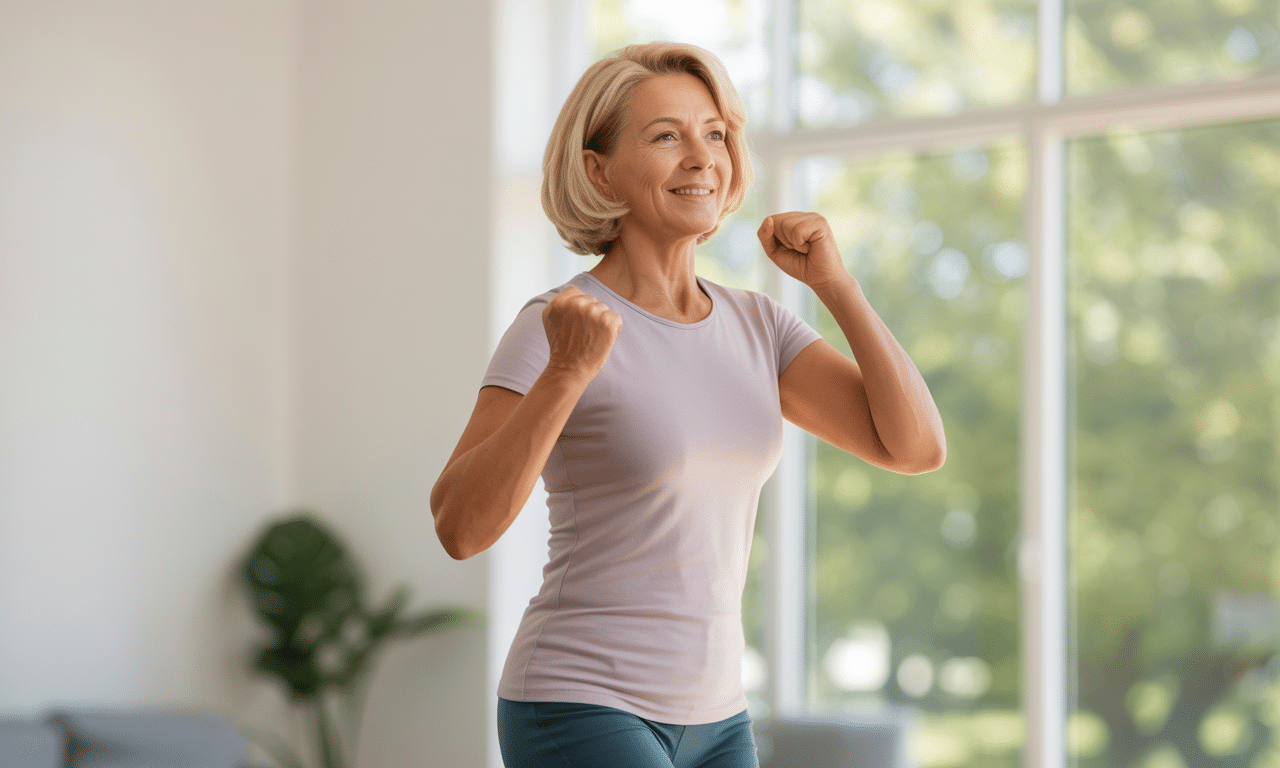 ta stojąca rutyna jest idealna dla osób powyżej 50 roku życia, pomagając utrzymać zdrowie i dobrą formę każdego dnia.